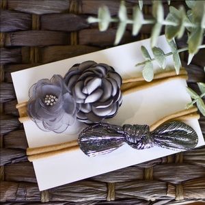 2/$18 🔷 Silver/Grey Baby Girls Floral Headband